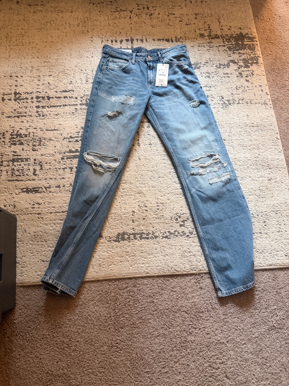 Zara Light Blue Distressed Boyfriend Jeans